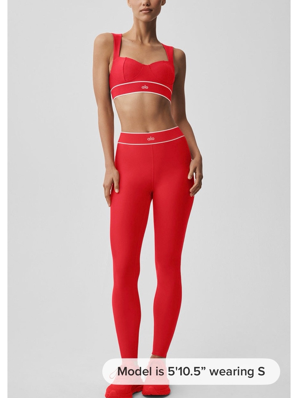 ALO Yoga Red Ribbed Sports Crop Top with Contrast Trim